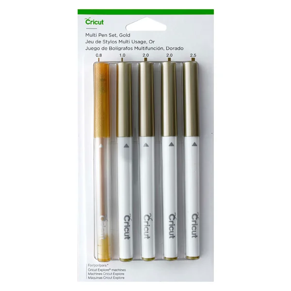 Set de lápices, diferentes espesores, color oro, Cricut